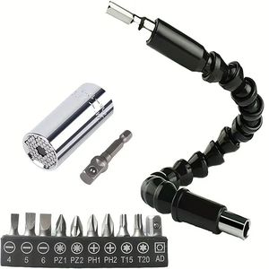 Kit Professionale di Chiavi a Bussola Autoregolanti con Asta Flessibile a 360 Gradi, 39 Punte per Trapano, Accessori per Utensili Elettrici per Fai-da-Te - Product Image 1