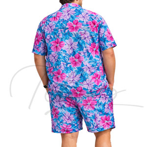 Chemises Hawaïennes pour Hommes Grande Taille, Ensemble Deux Pièces pour la Plage d'Été, Tricotées, Respirantes, Écologiques, Shorts Décontractés - Product Image 2