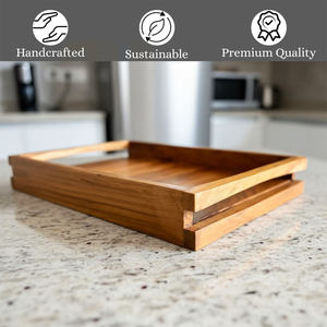 ถาดเสิร์ฟไม้ทรงสี่เหลี่ยมผืนผ้า คุณภาพพรีเมียม เหมาะสำหรับร้านอาหาร โรงแรม บ้าน ใช้เสิร์ฟขนม ชา จำหน่ายจำนวนมาก - Product Image 2