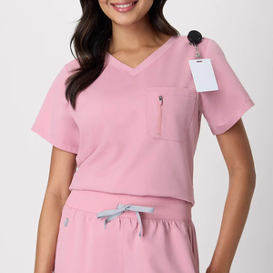 Blusa Médica con Cuello en V para Mujer, Uniforme de Enfermera, Manga Corta, Bolsillo con Cremallera, Ropa de Trabajo para Hospital y Centro de Salud, OEM - Product Image 1
