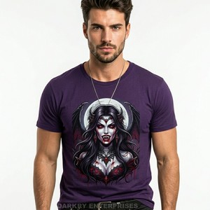 Premium Men T Shirt Custom Vampire <b>Queen</b> Graphic Tee Wholesale Gothic <b>Art</b> Apparel Cotton T-shirt Manufacturer OEM ODM Service - Product Image 1