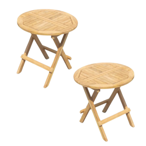 <b>Round</b> Teak Wood Folding <b>Table</b> Home Outdoor Garden Furniture Rustic Design Foldable Coffee <b>Table</b> - Product Image 2