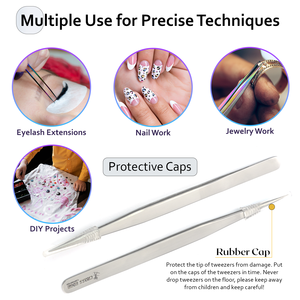 Pince à épiler de précision en acier inoxydable pour extensions de cils, pointe en fibre, applicateur de volume incurvé - Product Image 6