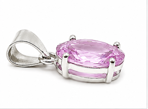 Kunzite 925 Sterling Silver Pendant, Oval Faceted Pink Kunzite Gemstone Pendant, Handmade Silver <b>Necklace</b>, - Product Image 1