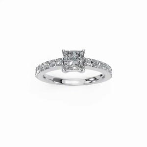 Bague Statement Diamant en Or Blanc 14K – Bijou Masculin Audacieux avec Solitaire Central Taillé Princesse - Product Image 2