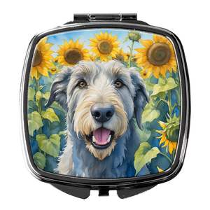 Irish Wolfhound Sunflowers Compact <b>Travel</b> <b>Makeup</b> <b>Mirror</b> Pocket Folding Handheld Decorative Gift for Women and Girls - Product Image 1