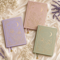 Carnet de notes LABON Iris Moon personnalisé, couverture rigide or et violet lavande, journal esthétique de luxe, papeterie en gros, cadeau