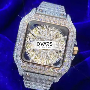Reloj de Lujo con Diamantes Moissanite Baguette, Dos Tonos Oro y Plata, Estilo Hip Hop, Automático, Mecánico, para Hombre - Product Image 3