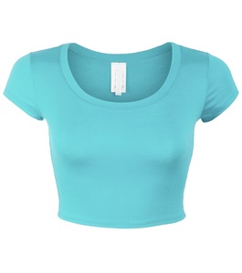 Oem Custom Logo <b>Women</b> Solid Print <b>Crop</b> Tees Ladies <b>Black</b> Ribbed Croptop T-Shirts Sexy Knit Slim <b>Crop</b> <b>Tops</b> <b>for</b> <b>Women</b> - Product Image 1
