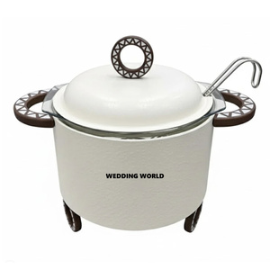 Designer Set of Three Hotpot Customized Finished Tabletop Casserole Round Shape Luxury New fancy Metal Food Warmer - Product Image 6