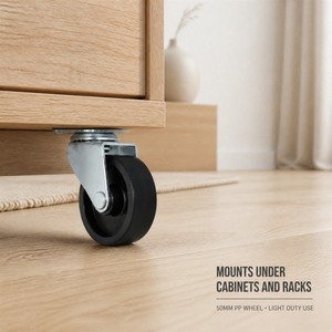 Roue pivotante en PP de 2 pouces (50 mm) pour usage léger avec plaque supérieure zinguée sans frein pour chariot de meubles - Product Image 4