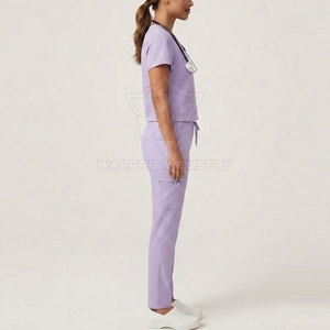 Professional Hospital <b>Scrub</b> <b>Set</b> For Women Short Sleeve Medical Uniform With Comfortable Straight Leg Pants - Product Image 5