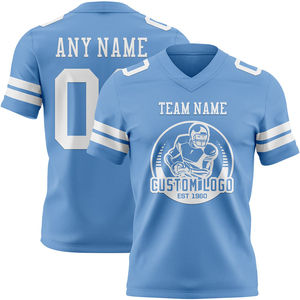 Camiseta de Fútbol Azul Claro Personalizada, Malla Blanca, Sublimación Auténtica, Ropa Deportiva, Logotipo Bordado, Estilo Urbano, Talla Grande - Product Image 4