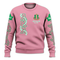 Nouvelle Arrivée Sweat-shirt Rose Col Rond Imprimé par Sublimation Lettres Grecques Coupe Classique Pull Tricoté Décontracté Vêtement d'Automne