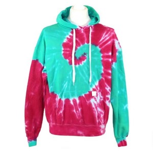 Sudadera con Capucha Unisex Personalizada Tie Dye Rosa Espiral de Algodón French Terry con Bolsillo Canguro Blanca Venta al por Mayor OEM - Product Image 5