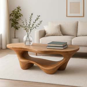 Table basse en bois rustique faite à la main, design moderne et durable, avec base en bois naturel pour la décoration du salon - Product Image 3