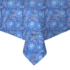 Mantel Cuadrado de Algodón con Estampado de Bloques de 120 Pulgadas, Estilo Real, Personalizado para Fiestas y Bodas, Venta al Por Mayor Directo del Fabricante de Jaipur - Product Image 3