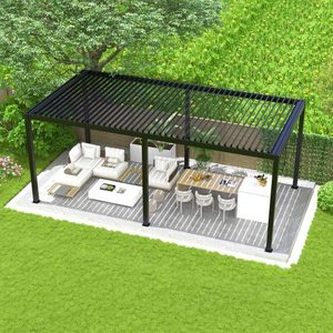Pérgola de Aluminio con Techo de Láminas, Estructura de Acero con Recubrimiento en Polvo, Rectangular, para Jardín o Patio Trasero - Product Image 6