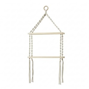 Étagère suspendue en macramé en bois d'acacia artisanal |   Jardinière murale bohème en gros - Product Image 5