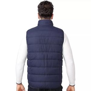 Gilet matelassé bleu marine pour homme avec logo personnalisé OEM, col montant, fermeture éclair, imperméable, coupe-vent, léger, vêtement d'extérieur formel - Product Image 6