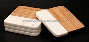 Sous-verres en marbre et bois faits à la main de haute qualité, tapis de protection de table en bois massif pour restaurants, cafés, mariages et événements. - Product Image 2