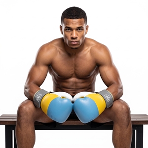 Guantes de Boxeo Dumela de 16 Oz en Cuero Azul, Amarillo y Gris, Equipo de Entrenamiento Profesional con Diseño de Logotipo - Product Image 4