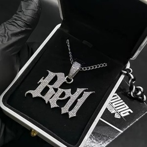 Hip Hop 925 Silver Moissanite Letter Pendant Micro Pave Iced Out Men's <b>Chain</b> Necklace Everyday Wear <b>Rapper</b> Bling Custom Pendant - Product Image 2