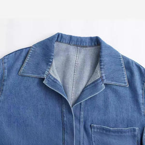 Conjunto de Pantalones Anchos de Cintura Alta y Camisa de Mezclilla Azul Tejida Informal para Mujer, Nueva Colección de Verano, Moda Femenina - Product Image 2