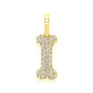 Collier Pendentif Os de Chien Plaqué Or Personnalisé avec Diamants Naturels Sertis, Design Géométrique Tendance et Unique, Bijou de Luxe Tendance - Product Image 1
