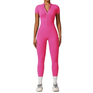 Ultra Soft Training Jumpsuit For Women <b>ZIP</b> <b>Up</b> Turtle Neck Bodysuit One Piece Gym Fitness Workout Compression <b>Playsuit</b> - Product Image 4