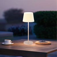 Lámpara de Mesa LED de Estilo Moderno Europeo, Funciona con Batería, Cúpula de Plástico, Cuerpo de Metal ABS, Interruptor Táctil, para Sala de Estar