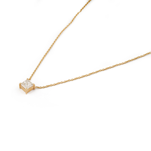 Nuevas llegadas: Collar con colgante solitario de diamante talla princesa simple en oro amarillo de 14 quilates, ideal para apilar, el regalo de joyería más vendido para ella. - Product Image 5