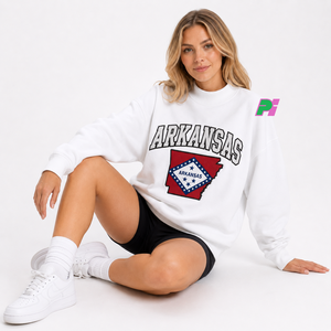 Sudadera Oversize de Cuello Alto para Mujer con Bordado del Mapa del Estado de Arkansas, Sudadera de Forro Polar para Otoño - Product Image 5