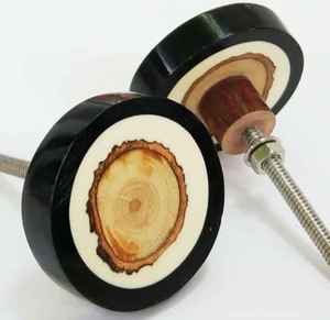 Boutons de porte et poignées en bois et résine de luxe, faits à la main, de la meilleure qualité, accessoires de quincaillerie en bois naturel et pierre, fabriqués en Inde - Product Image 4