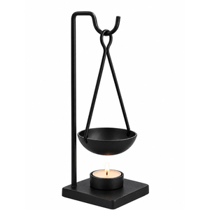 Metal Iron Black Hanging Aroma <b>Oil</b> <b>Burner</b> with Bowl with Stand Candle Tealight Holder - Product Image 1