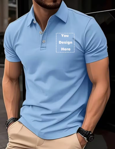 T-shirt Homme Personnalisé à Manches Courtes en Coton Tricoté Respirant avec Logo Imprimé sur le Devant Coupe Classique Séchage Rapide Bleu - Product Image 1