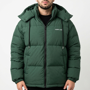 Veste matelassée surdimensionnée pour homme avec logo personnalisé, capuche, manteau d'hiver léger et chaud, vêtement d'extérieur matelassé - Product Image 1
