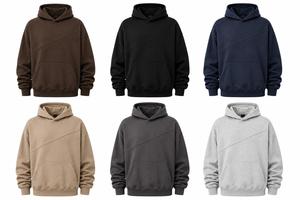 Sweat-shirt à capuche unisexe oversize en polaire marron uni, style décontracté avec poches, pull-over pour l'automne, hoodie unisexe avec LOQ MOQ Streetwear - Product Image 6