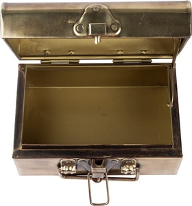 Custom <b>Vintage</b> Brass Finish Metal Trunk <b>Box</b> Riveted Toggle Latch Decorative Container - Product Image 3