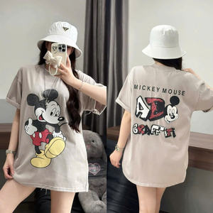 Camiseta con Dibujo Animado de Mickey Mouse para Mujer, Tela de Algodón Suave y Transpirable, Estilo Casual, Combinable con Jeans, Faldas y Shorts - Product Image 5