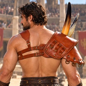 Épaulière en cuir noir style gladiateur romain, garniture de protection pour guerrier spartiate médiéval, costume de cosplay LARP et reconstitution historique - Product Image 4
