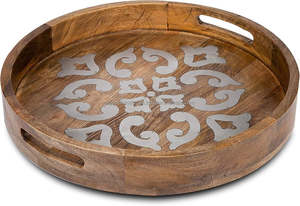 Plateaux de service en bois avec poignées Plateaux naturels en bois d'acacia fabriqués en Inde Prêts d'Inde - Product Image 2