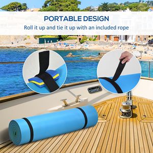 12x5ft Green Lily Pad Floating Water <b>Mat</b> 3-Layer Portable <b>Roll</b>-Up Dock for 2-3 People with Drink Holders - Product Image 5