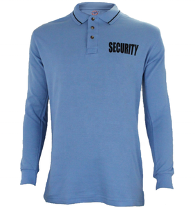 Polo de sécurité à manches longues pour homme, 100 % polyester, uniforme d'été pour agents de sécurité, blanc avec col noir, unisexe, détection par aiguille - Product Image 3