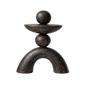 Geometric Aluminium Sculpture Minimalist <b>Art</b> Decor Tabletop Home Decoration Single Piece Antique Weathered Finish - Product Image 1