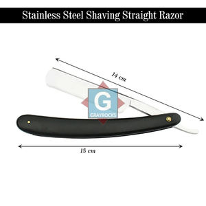 Rasoir de barbier en acier inoxydable, rasoir droit avec manche en plastique et emballage élégant - Product Image 2