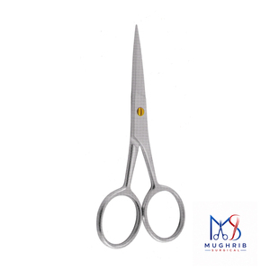 Ciseaux à moustache avec vis plaquée or, lame droite en acier inoxydable durable, taille 10,5 cm, logo personnalisé - Product Image 1
