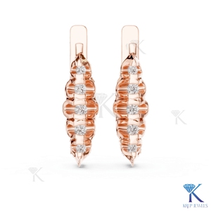 Pendientes de Aro Huggie con Diamantes CVD HPHT Cultivados en Laboratorio, Corte Brillante, Diseño Acanalado, 5 Piedras, Cierre a Presión, Oro Sólido de 14K, Lujo - Product Image 6