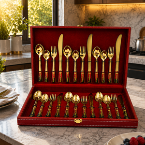 Juego de cubiertos de acero inoxidable con revestimiento PVD premium y caja de almacenamiento de lujo |   Elegante Juego de Regalo para Comedor, para Cocinas Modernas - Product Image 4