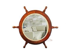 Espejo Decorativo de Pared con Forma de Timón de Barco, de Bambú Pulido, Ecológico, Estilo Bohemio, para Decoración del Hogar - Product Image 1